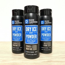 Duke Cannon Dry Ice Body Powder x3 WITH TALC Cooling Menthol Deodorizing 12-Hr