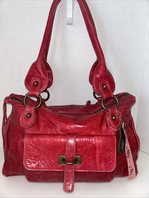 Sofia C Genuine Leather Made Italy Hand/Shoulder Bag Color Red
