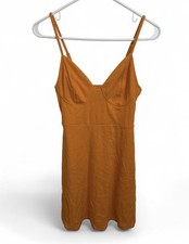 Wild Fable Women's Size Small Mango Orange Ribbed Knit Skater Mini Dress Cami