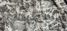 BRUNSCHWIG & FILS SINGLE TOILE INTERLINED CURTAIN & TIEBACK 80"DROP BY 50" WIDTH