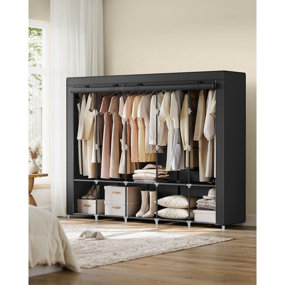 Переносной шкаф SONGMICS, Органайзер для гардероба с крышкой, 5 подвесных шкафов