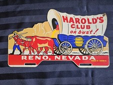 Harold's Club Or Bust Reno Nevada License Plate Topper Metal Sign