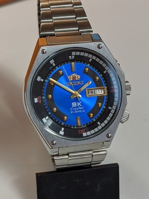 Men's Watch Orient SK Automatic Japanese Calendar Watch 21 Stones blue dial