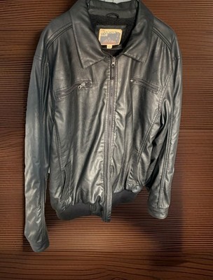 Mountain Club Motorcycle Jacket Horizontal Zip Front Pockets Bomber Faux Leather