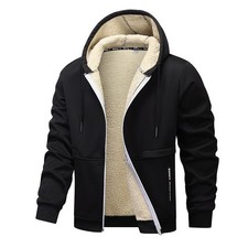 Casual Hoodies For Men Heavyweight Fleece Sweatshirt Winter Thick Sherpa Lined H