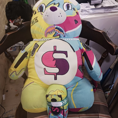 sprayground teddy bear limited edition backpack.  With Money Stack .