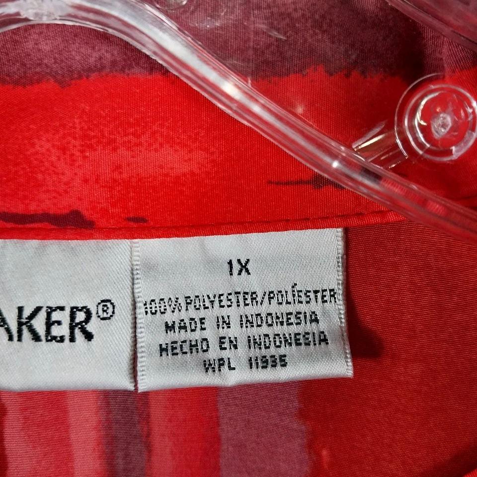 Blusa Top Liz Baker Mujer Talla 1X Roja Abotonada Manga Larga Carrera Oficina Artística Foto 4 de 4