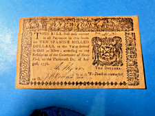 1776 New York Ten Dollar Spanish Milled Note Reproduction
