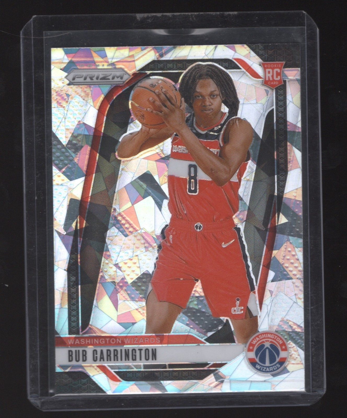 2024-25 Panini Prizm - Bub Carrington #244 Cracked Ice Prizm (RC) Wizards