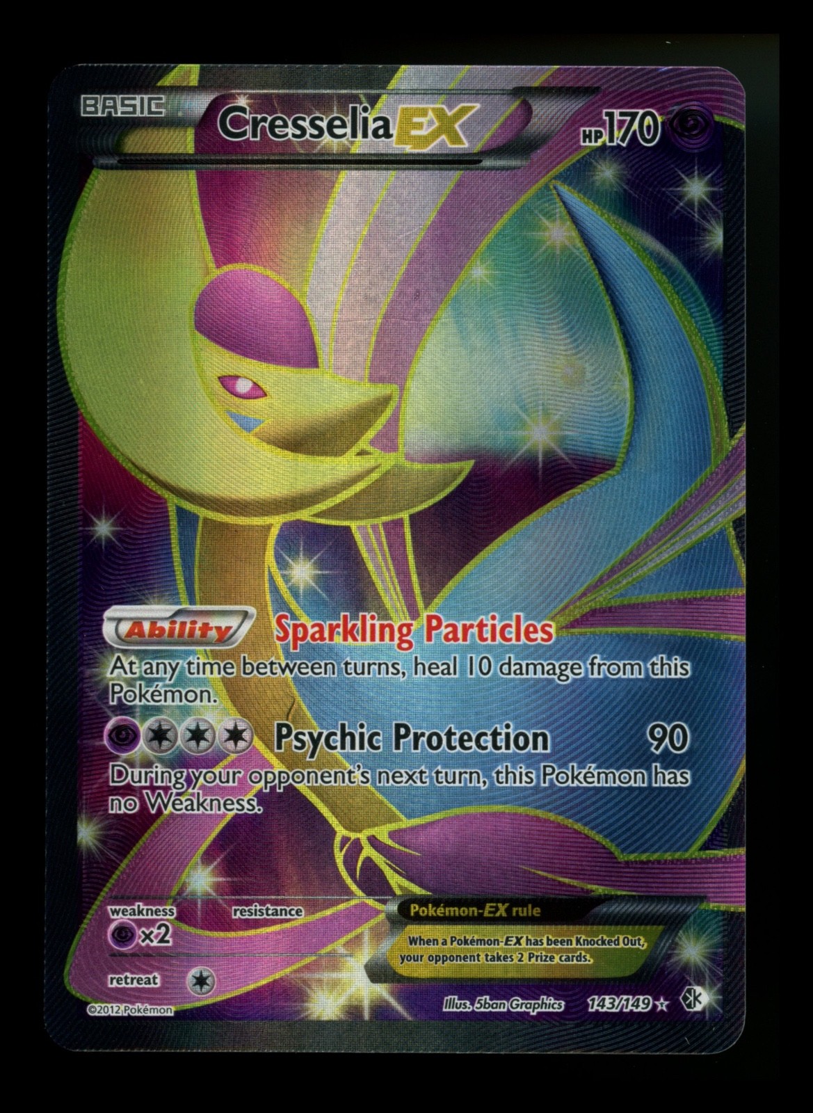 Cresselia EX 143/149 Boundaries Crossed 2012 Full Art Holo Rare Pokémon Card TCG
