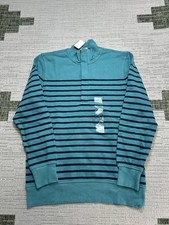 Brooks Brothers Sweater Mens Medium Blue Cotton Knit Quarter Zip New