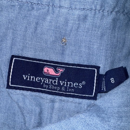 Vineyard Vines Boys' Chambray Blue Linen Blend Pants Adjustable Waist Size 8 - Picture 2 of 3