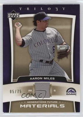 2005 Upper Deck Trilogy Generations Future Gold Materials 5/75 Aaron Miles 0v2