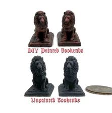 LION MINIATURE Bookends 2 Pc in Miniature 1:12 Scale Black Resin DIY Unpainted