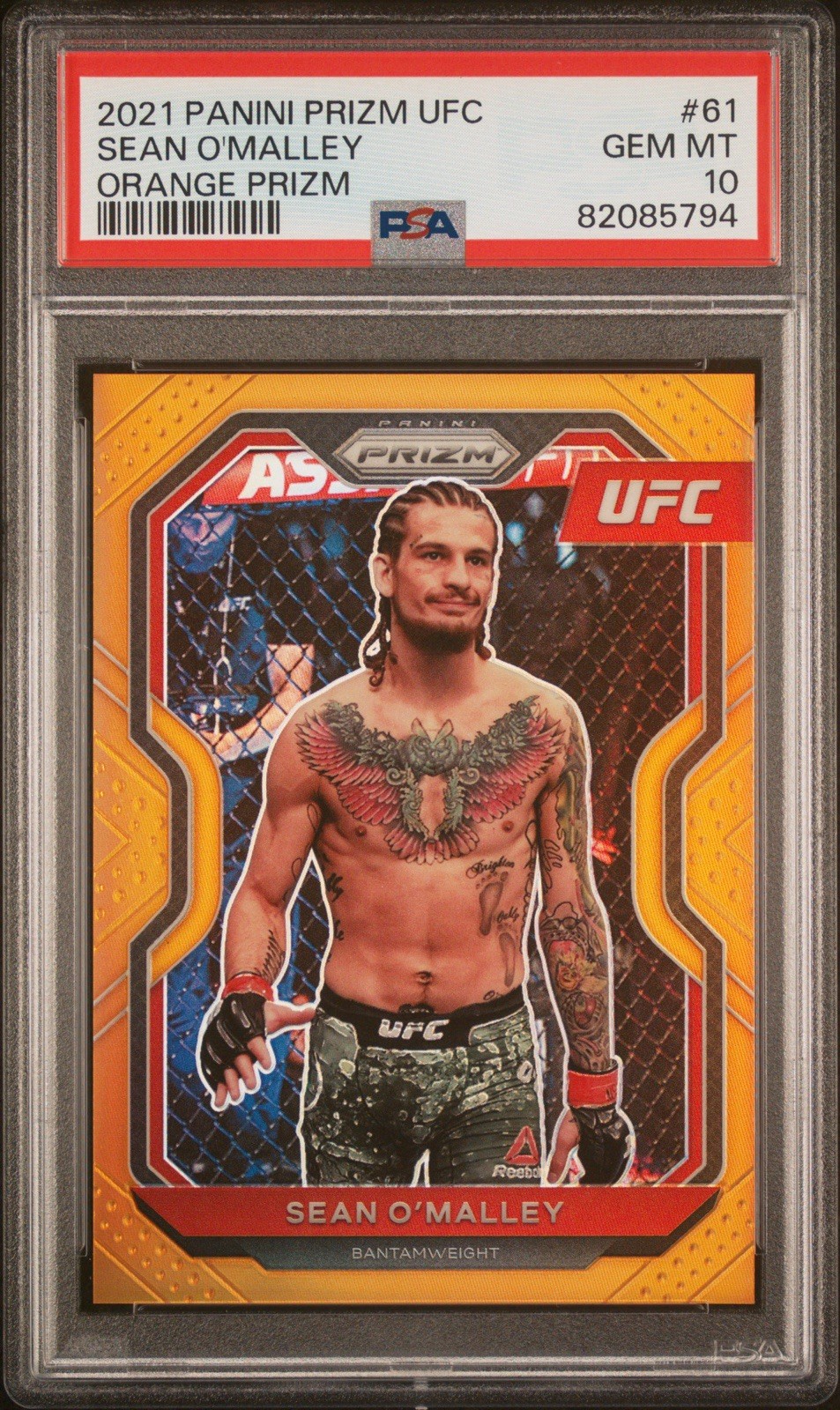 2021 Panini Prizm UFC Sean O'Malley #61 Orange Prizm /99 PSA 10
