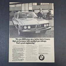 1974 BMW Bavarian Motor Works 3-Liter In-Line 6 Vintage Print Ad Luxury Car