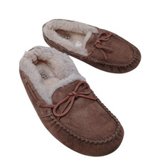 UGG Australia Moccasin Slippers Womens US 7 Brown Suede Casual Slip On Flats