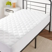 Amazon Basics Hypoallergenic Quilted Mattress Topper – Twin, White