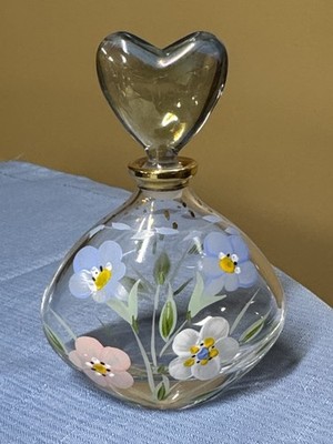 Royal Limited Hand Painted Flowers Crystal Perfume Bottle Made In Italy