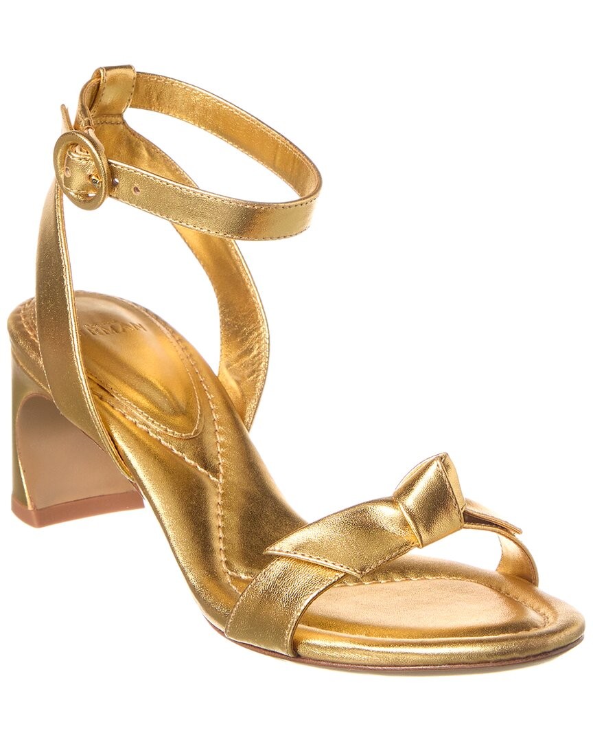 Александр Бирман Clarita Bar Каблук 60 Кожаные сандалии женские золотые 36