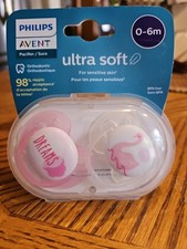NEW PHILIPS Avent Ultra Soft PACIFIER 0-6m SENSITIVE Skin Pink White w/Case