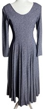 Vtg 90s Grunge-Romantic Midi Dress Navy Whimsigoth Fit Flare Elegant Preppy Wm 5
