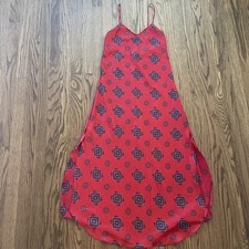 Vintage Natori Nightgown Satin Dress Dynasty Red Spaghetti Strap Size Small/P