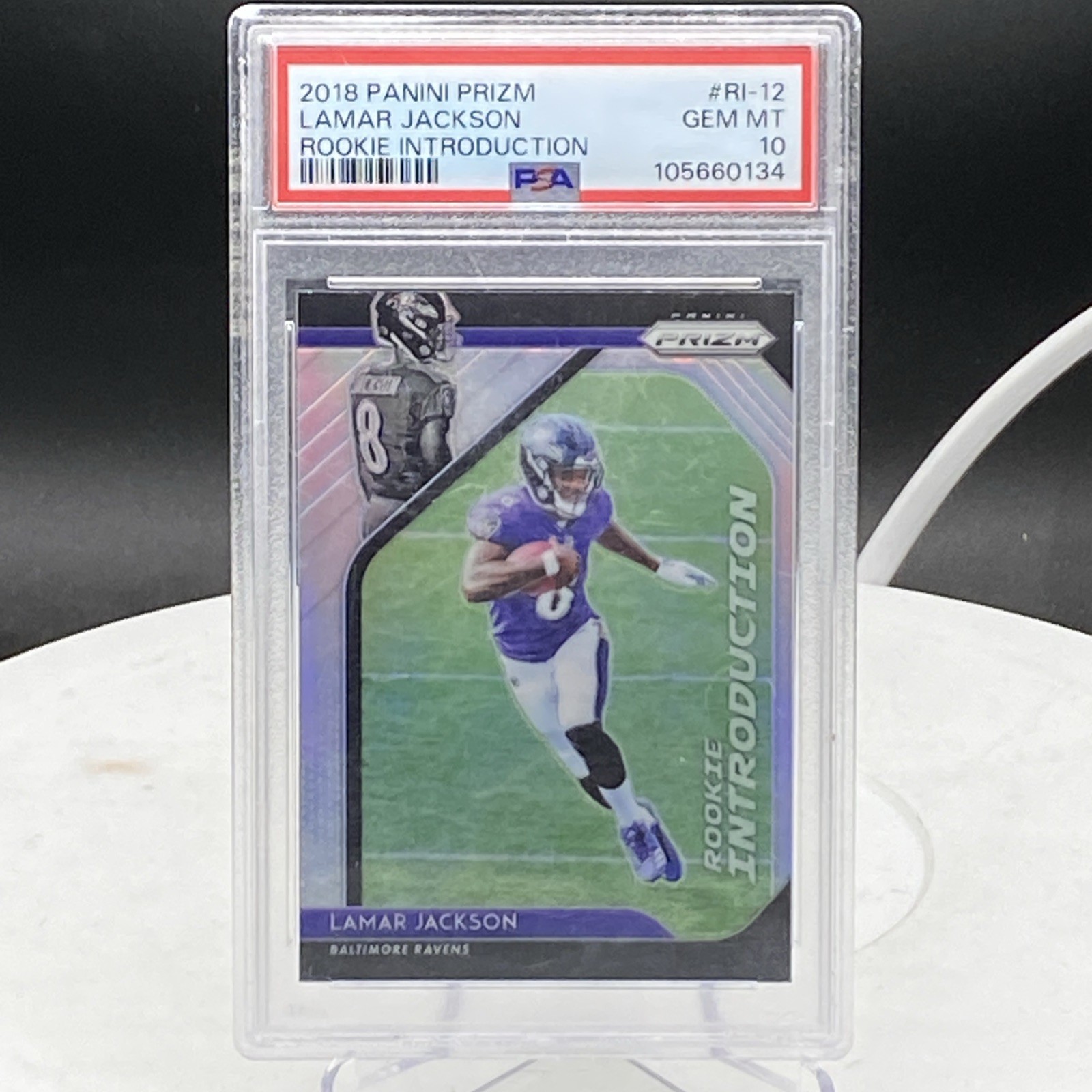 2018 Panini Prizm LAMAR JACKSON RI-12 Rookie Introduction Silver PSA 10 Gem Mint