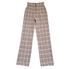 Vintage 70s High Waist Plaid Pants Good Condition Size 26 Womens
