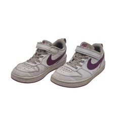Nike Court Borough Low Shoes Youth Size 1.5Y White Purple DV5457-121 Kids Strap