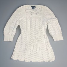 Calvin Klein Jeans Crochet-Style Knit Puff Sleeve Short Dress - Womens Small