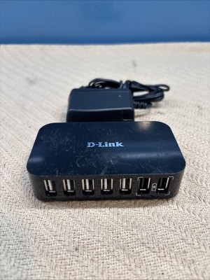 D-Link DUB-H7 USB Hub, 7-Port USB 2.0, External Powered Hub, Black