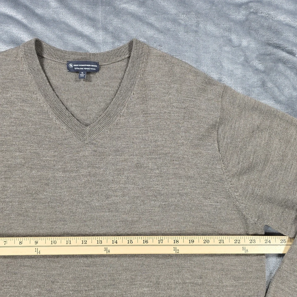 Suéter Hart Schaffner Marx Para Hombres XL Marrón Lana Merino Extra Fina Cuello en V Informal Foto 4 de 4
