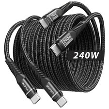 USB C to C Cable 240W, 6FT 2Pack Type C Charger Fast 6FT, Black