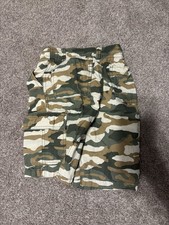 Boys Size 7 Children s Place Green Camo Cargo Shorts Adjustable Waist