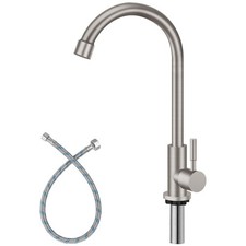 Cold Water Kitchen Sink Faucet Stainless Steel Brushed Nickel - 360 Swivel