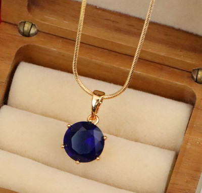 Elegant Rose Gold Round Blue Stone Pendant for Women, XPPT1747