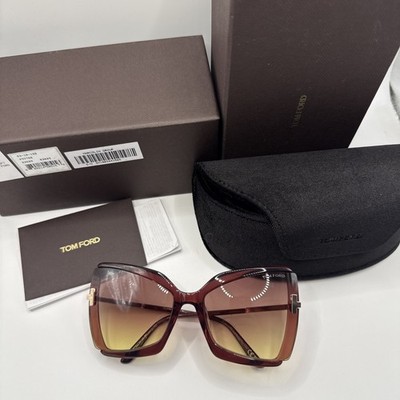 Tom Ford GIA TF766 72Y Pink Clear Butterfly Oversized Sun Frame 63-19-135 NEW