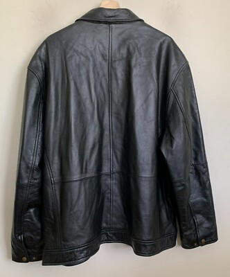 Saddlebred Jacket Black Leather Collared Zip Quilt Insulated Lined