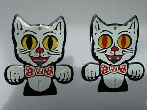 Hot-Rod-FELIX-CAT-license-plate-topper-TWO-KIT-CAT-ALL-METAL-UNIQUE-MECHANICAL