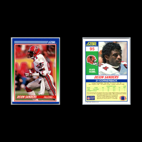 Lotto 9 carte Deion Sanders NFL HOF Falcons Legend Prime Time Atlanta - Foto 8 di 11