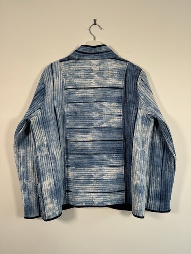 East Fabindia blau & weiß Blockdruck Baumwolle gesteppt Kantha Jacke Größe 18 - Bild 5 von 7