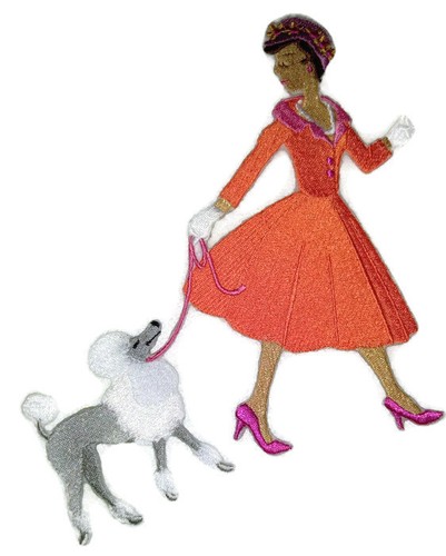 Fashionista And Dog Embroidered Iron On Patch - Picture 6 of 6
