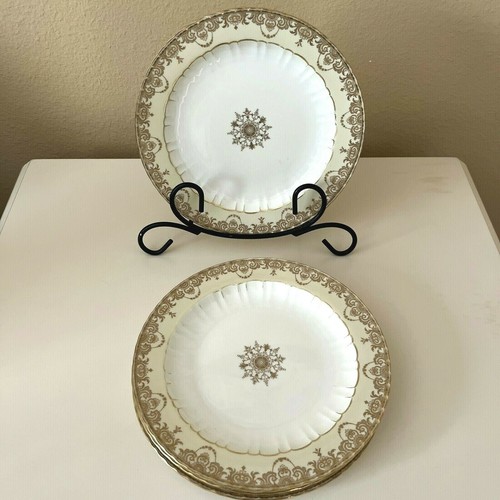 ANTIQUE~J.E.Caldwell & Co Philadelphia~HARROW~GOLD EMBOSSED~LOT of 4PLATES~8.5"D - Picture 1 of 12