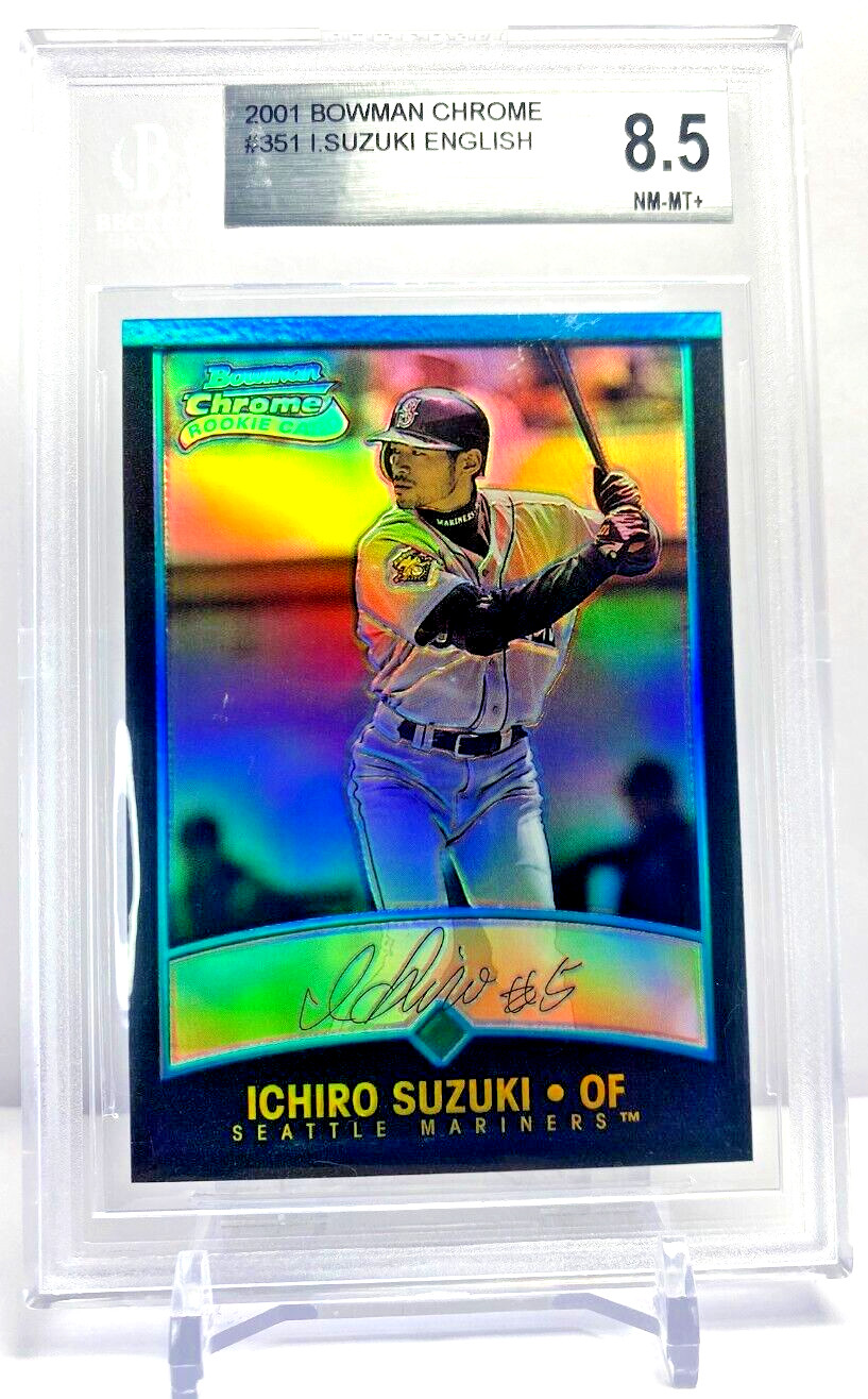 2001 Bowman Chrome Rookie Refractor Ichiro Suzuki English Text BGS 8.5
