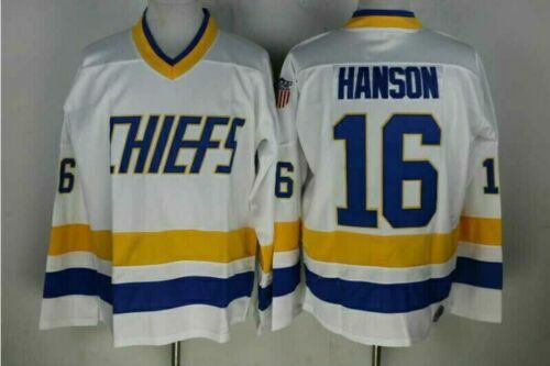 Maillot de hockey Hanson Brothers Charlestown Chiefs #16 blanc toutes tailles - Photo 1 sur 2