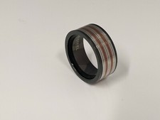 9mm Stainless Steel Black & Copper Spinner Wedding Band Ring