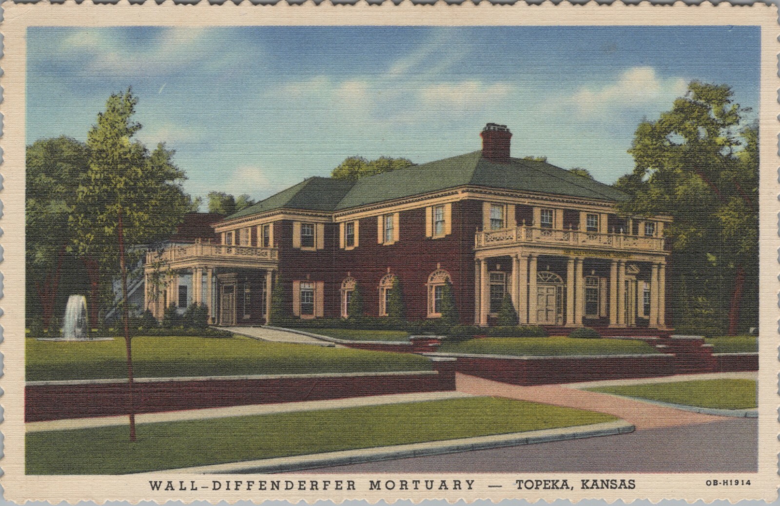 Wall Diffenderfer Mortuary Funeral Home Topeka Kansas linen c1940s
