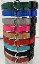 9 Dog Collar, Bulk Rescue Shelter Breeder, Set of 9 Colors Adjustable, XS S M L