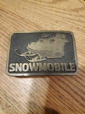 Vintage Snowmobile Belt Buckle - 1975 - Adezy Denver Colorado